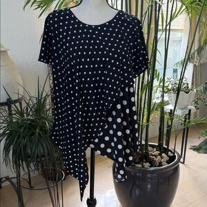 Patrizia Luca Black and White Polka Dot Top